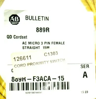NEW ALLEN BRADLEY 889R-F3ACA-15 QD CORDSET SER.A 889RF3ACA15