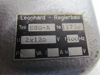 Leonhard Reglerbau ESG-A Controller Relay Woodward Co. 400Hz 2x120V