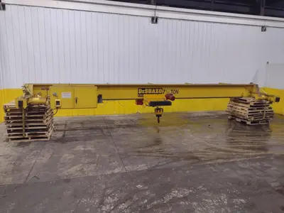 7.5 TON x 27' DESHAZO SINGLE GIRDER TOP RUNNING BRIDGE CRANE WITH STREET UNDERSLUNG HOIST: YOBRO 24991