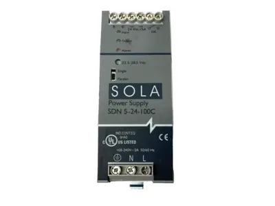 USED EMERSON, SOLA POWER SUPPLY 100-240VAC 2A IN 24VDC 5A 120W OUT