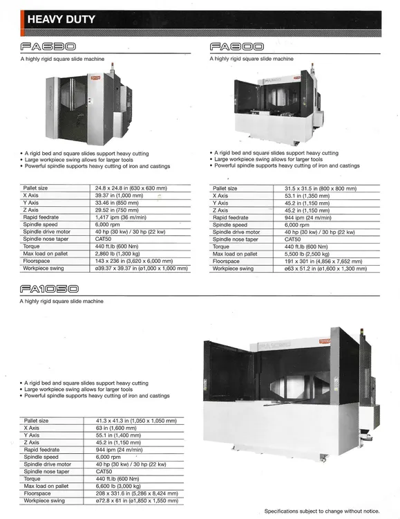 Used 2006 TOYODA FA-800 4-AXIS Horizontal Machining Centers Michigan US | Murphy Machinery #1540911