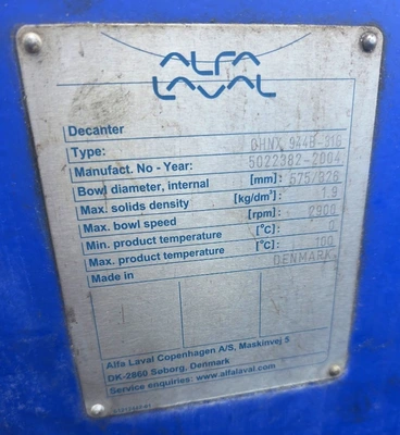 (2) Alfa-Laval CHNX 944B-31GG decanter centrifuges, 316SS.