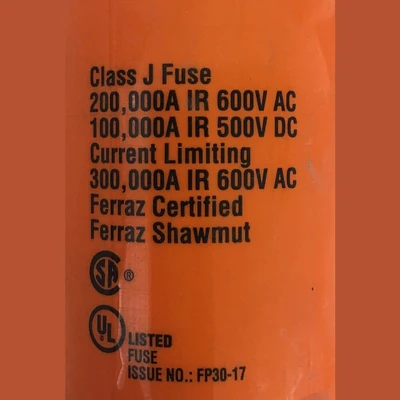 Ferraz Shawmut Class J 200 Amp Fuse