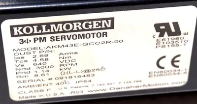 NEW KOLLMORGEN AKM43E-GCC2R-00 SERVO MOTOR 3000 RPM AKM43EGCC2R00