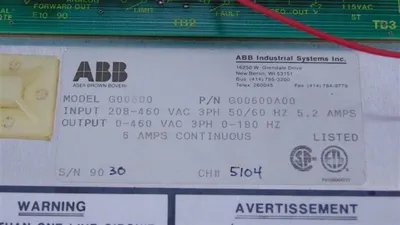 ABB G00600A00 Variable Frequency Drive 3 HP 208-460VAC Used