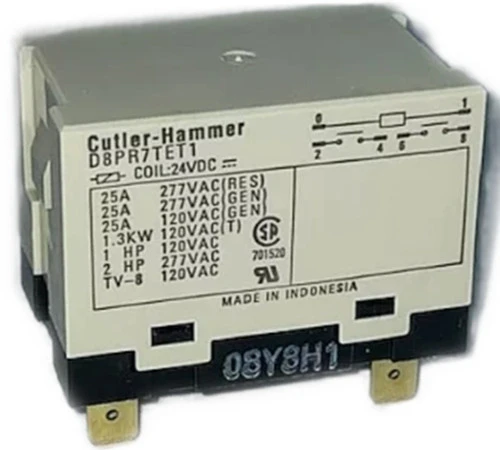 Eaton D8PR6TET1 Plug-In Relay, 24 Vdc Coil, SPST-NO, 30A [New]