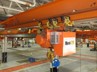 Cleveland Tramrail P&H 5 Ton Single Girder Underhung Bridge Crane 44' 6" Span