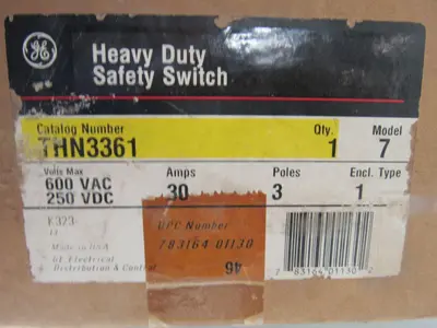 General Electric THN3361 Model 7 600V 30A  Non-Fusible Disconnect Safety Switch