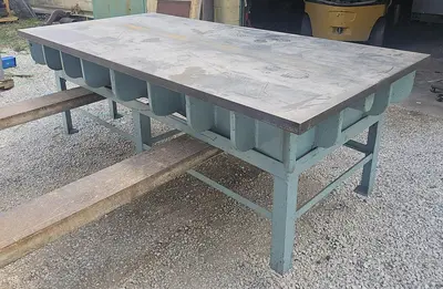 USED CAST IRON 8' X 4' LAYOUT TABLE