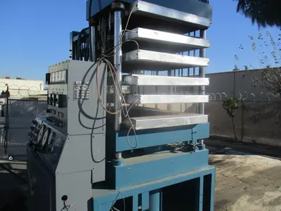 PHI, 24 x 36 heated platten 4-post hydraulic press, 6 stations & cool rack