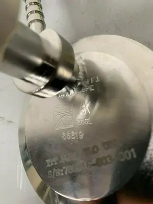 USED ITT PURE-FLO 316L STAINLESS STEEL SAMPLE VALVE W/ 1/4" OUTLET & 3" INLET