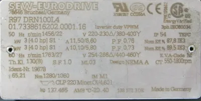 NEW SEW EURODRIVE R97 DRN100L4 GEAR MOTOR 4HP 19678 R97DRN100L4