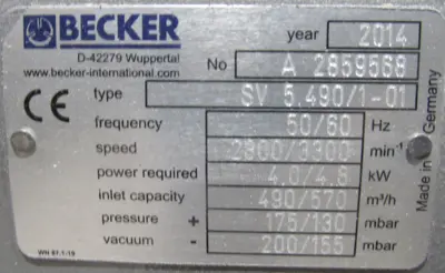NEW BECKER SV 5.490/1-01 BLOWER PUMP SV5490101