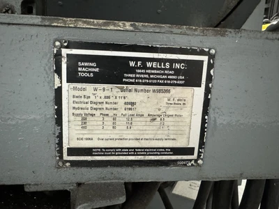 USED W.F. WELLS W-9 HORIZONTAL SAW