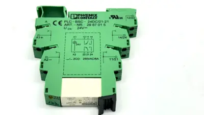 REL-MR- 24DC/21-21AU,PLC-BSC-24DC/21-21 | Phoenix Contact REL-MR- 24DC/21-21AU 2961215 w/ PLC-BSC-24DC/21-21 Base 2967015 - Used