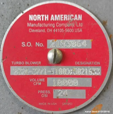Used NORTH AMERICAN 2324-37/1-T100D;5021633 Blowers Illinois US | Aaron Equipment #1090489