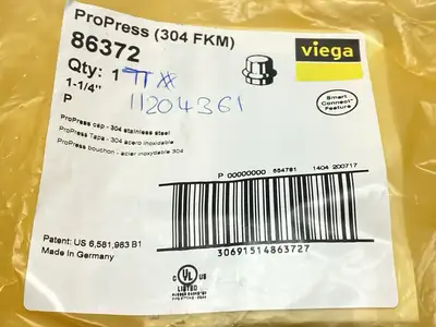 New | in-Stock Viega ProPress Stainless Steel Pipe Cap 304 FKM 1-1/4" P Plumbing Equipment Michigan US | Maverick Industrial Sales #1483264