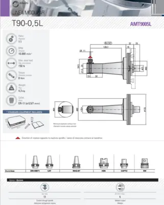 Alberti CAT50 ER11 Right Angle Head (AL 80mm) T90-0.5L (LOC35)