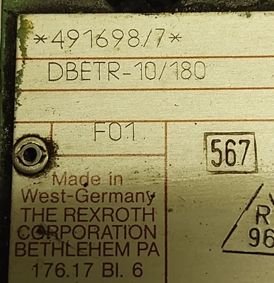 Rexroth DBETR-10/180 Hydraulic Valve 491698/7 AGA-0581-0-C-1 GP61-4-A