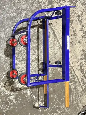 Used WORKSMART STEEL FRAME ROTATING DRUM CRADLE WITH WOODEN HANDLES Misc Industrial Equipment | Maverick Industrial Sales #1109235