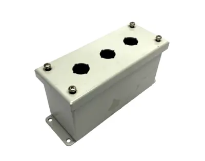 | Wiegmann PBGX3 22mm Pushbutton Enclosure, 3-Button, Steel, Painted Light Gray - Used