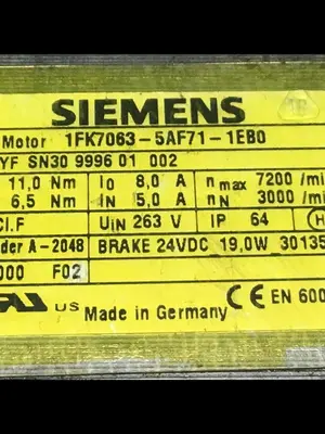 USED SIEMENS 1FK7063-5AF71-1EB0
