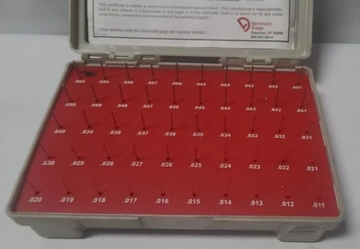 VERMONT GAGE 101200200 PIN GAGE SET (-) .0110"- .0600″