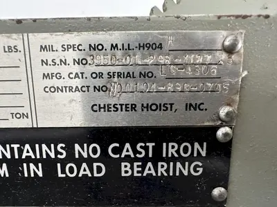 4 TON BUDGIT UNDER HUNG CHAIN HOIST. STOCK #0310922