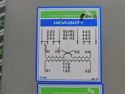 General Signal HZ12-1500 Hevi-Duty Transformer Pri 240/480 Sec 120 1.5 kVA Used