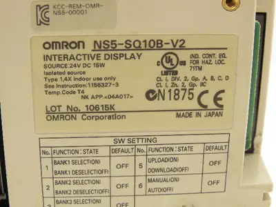 Omron NS5-SQ10B-V2 PLC Interactive Display 5.7" LCD 24V 15W Protective Cover