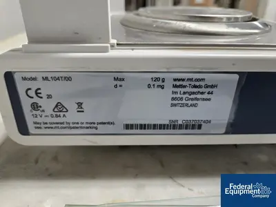 USED Mettler Toledo Mettler Toledo Laboratory Balance, Model ML 104T/00