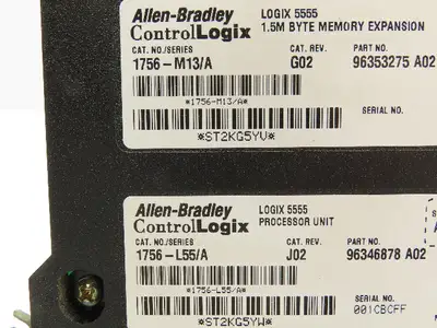 Allen Bradley 1756-L55 ControlLogix 5555 Processor Module M13 Memory 1.5M Byte