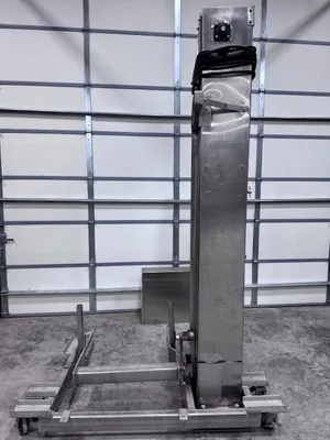 USED STAINLESS STEEL Cart Lift Bin Dumpers