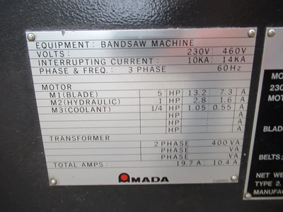 Used 1998 AMADA HFA250W Horizontal Band Saws Minnesota US | Machinesused.com #1329175