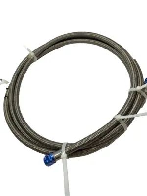 USED GRACO STAINLESS STEEL BRAIDED PTFE HOSE, 4000 PSI JIC 12 COUPLED