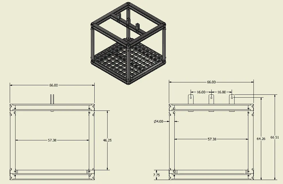 Alloy Fixture 66” x 66” x 2.75” Base Tray with hanging frame