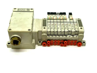 VV5QC11-09N3TD0-S | SMC  Manifold Base w/ Terminal Box and Solenoids - Used