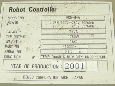 Denso RC5-H4A Robot Controller CPU 2kva 230V 3ph 410000