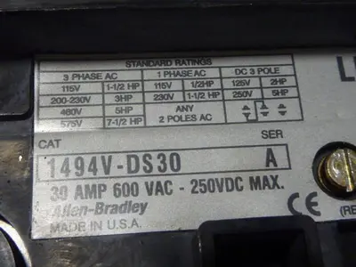 USED ALLEN BRADLEY 1494V-DS30 SER A