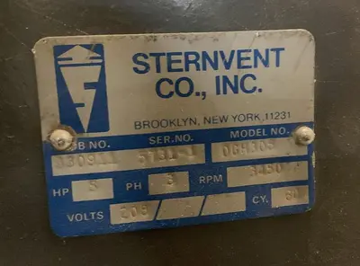 USED STERNVENT DGH305, 5 HP BAG-TYPE DUST-COLLECTOR