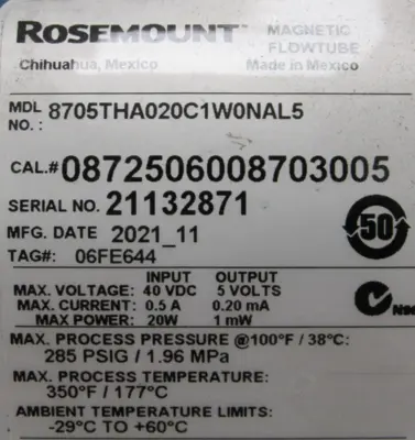 NEW ROSEMOUNT 8705THA020C1W0NAL5 MAGNETIC FLOWMETER SENSOR