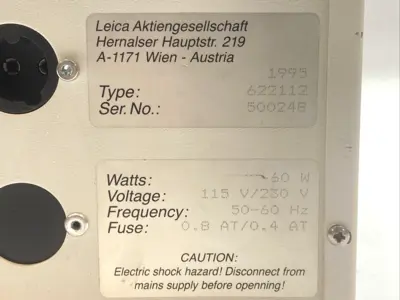 Used Leica Fiber Optic Light Source 115V/230V 60W 50-60Hz 0.8 AT/0.4 AT Light Source Equipment Michigan US | Maverick Industrial Sales #1393522