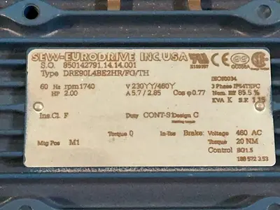 Used SEWEURODRIVE DRE90L4BE2HR/FG/TH Motors (misc) Ohio US | HGR 24 #1283977