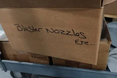 Warehouse Cart with Sandblaster Accessories - Nozzles, Sifters, Buckets