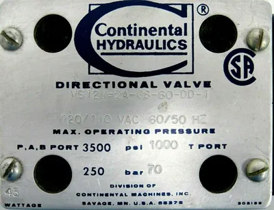 NEW CONTINENTAL HYDRAULICS VS12M-2AGS-60-DD-1 DIRECTIONAL VALVE VS12M2AGS60DD1