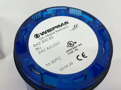 New | in-Stock WERMA Permanent LED Beacon Light Blue 24VAC/DC 843.500.55 Light Source Equipment Michigan US | Maverick Industrial Sales #1462979