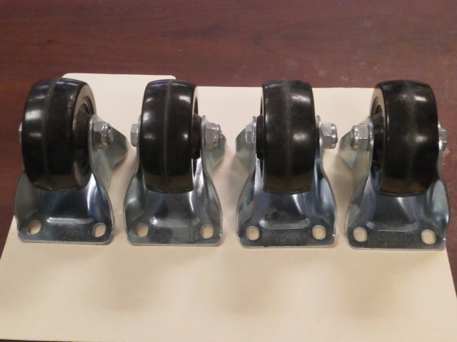 Unused Black XL4.8 Wheels w/Aluminum Base (non-swivel, QTY 4)