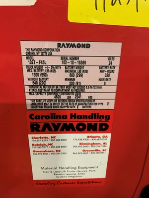 2010 Raymond 102T-F45L Electric Pallet Jack, 24V