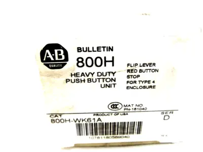 NEW ALLEN BRADLEY 800H-WK61A PUSH BUTTON UNIT 800HWK61A