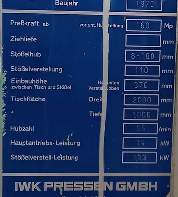 Used 1970 IWK PEKRS 160 Straight Side Presses CZ | Amaron s.r.o. #1066591